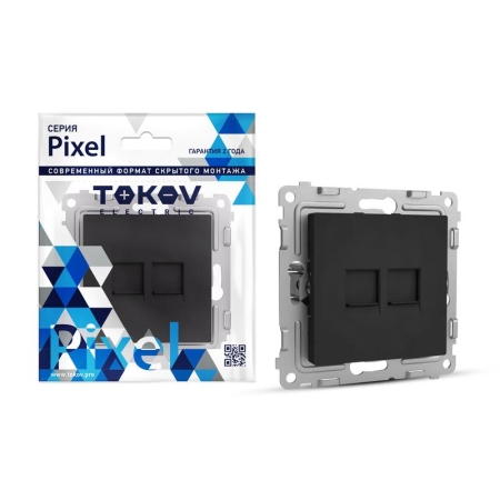 Розетка компьютерная 2-м СП Pixel RJ45 кат.5E механизм карбон TOKOV ELECTRIC TKE-PX-RC2-C14 Розетка компьютерная 2-м СП Pixel RJ45 кат.5E механизм карбон TOKOV ELECTRIC TKE-PX-RC2-C14