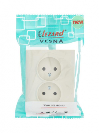 Розетка 2-м СП VESNA без заземл. ПБТ кремов. LEZARD 742-0300-128B Розетка 2-м СП VESNA без заземл. ПБТ кремов. LEZARD 742-0300-128B