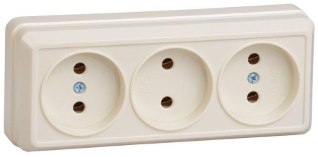 Розетка 3-м ОП Октава 10А IP20 без заземл. крем. GENERICA ERO30-K33-10-DC Розетка 3-м ОП Октава 10А IP20 без заземл. крем. GENERICA ERO30-K33-10-DC