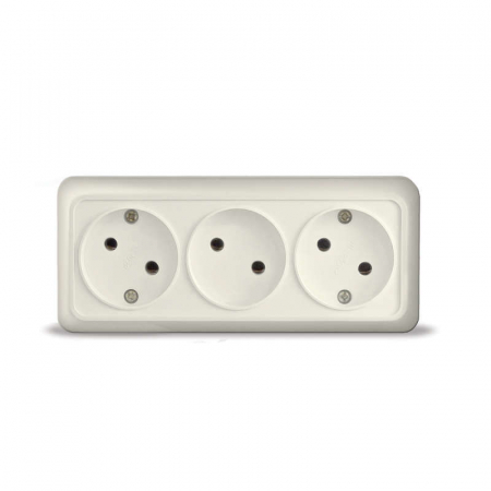 Розетка 3-м ОП Олимп 16А IP20 без заземл. сл. кость UNIVersal 1166 Розетка 3-м ОП Олимп 16А IP20 без заземл. сл. кость UNIVersal 1166