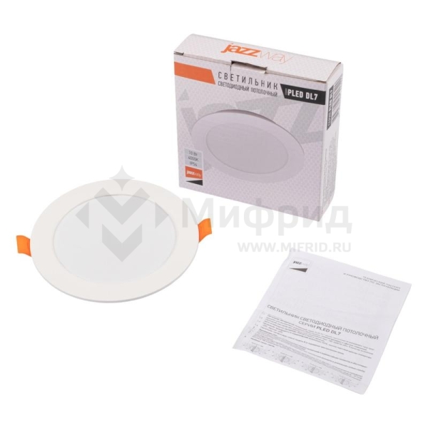 Светильник светодиодный PLED DL7 WH Downlight 12Вт 4000К IP54 145х26мм ДВО встраив. JazzWay 5042544