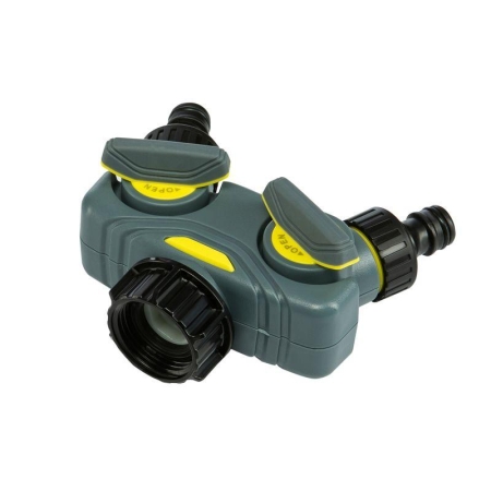 Разветвитель 2-х канальный на кран 1/2дюйм-3/4дюйм ЧЕТЫРЕ СЕЗОНА 62-0223-F