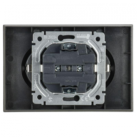 Розетка 2-м СП BRITE РС12-3-БрС 16А в сборе с заземл. без защ. шторок сталь IEK BR-R21-16-K46-F