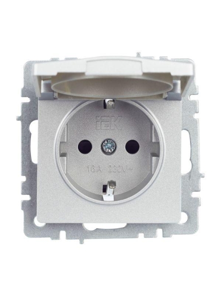 Розетка BRITE РСбш10-3-БрА 16А IP20 с заземл. защ. шторки с крышкой механизм алюм. IEK BR-R16-16-K47