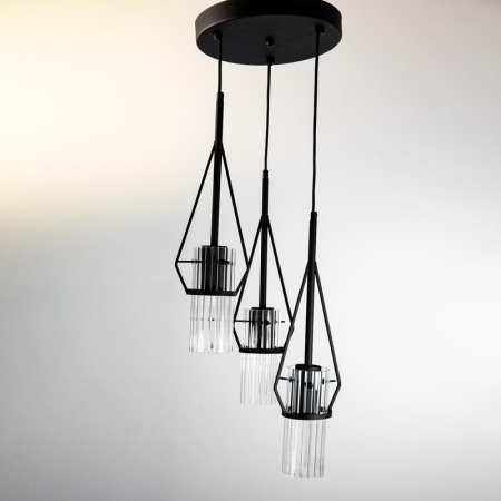 Светильник "Вираж" 232 (плафон 0016) НСБ 01-3х60-176 Е27 [ИМ] подвесной черн. Элетех 1005405277