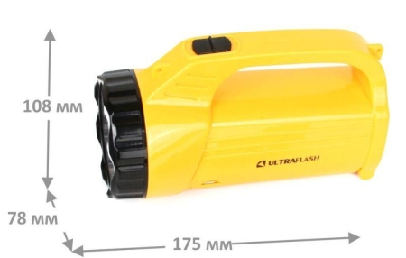 Фонарь аккумуляторный LED3819CSM 9LED + 12SMD 2 режима аккум. SLA 220В желт. Ultraflash 12860
