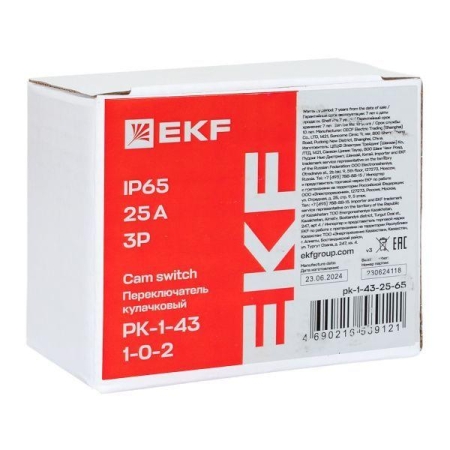 Переключатель кулачковый ПК-1-43 3п 25А "1-0-2" IP65 EKF pk-1-43-25-65 Переключатель кулачковый ПК-1-43 3п 25А "1-0-2" IP65 EKF pk-1-43-25-65
