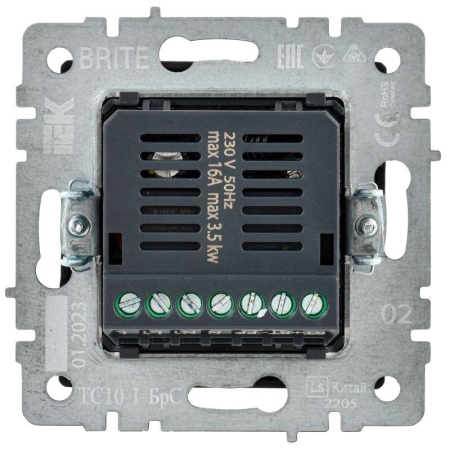 Термостат электронный с индик. BRITE СП IP20 ТС10-1-БрС механизм сталь IEK BR-RT11-K46 Термостат электронный с индик. BRITE СП IP20 ТС10-1-БрС механизм сталь IEK BR-RT11-K46