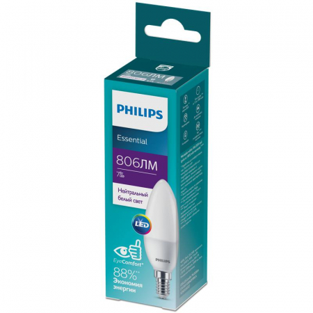 Лампа светодиодная ESS LEDCandle 7Вт B38FR 806лм E14 840 PHILIPS 929002972717 Лампа светодиодная ESS LEDCandle 7Вт B38FR 806лм E14 840 PHILIPS 929002972717