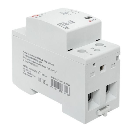 Контактор модульный КМ 40А 2NО 230В AC (2 мод.) AVERES EKF km-av-2-40-20-230V Контактор модульный КМ 40А 2NО 230В AC (2 мод.) AVERES EKF km-av-2-40-20-230V