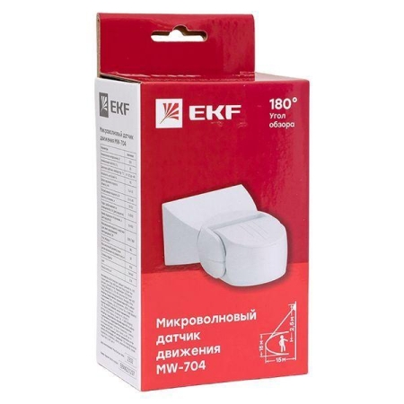 Датчик движения микроволновый MW-704 1200Вт 180град. до 15м IP65 бел. PROxima EKF dd-mw-704