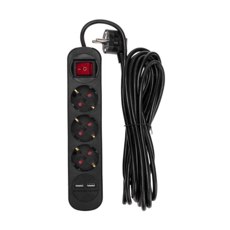 Удлинитель 3х5м с заземл. STANDARD 2хUSB 3х1кв.мм с выкл. черн. Rexant 13-4023 Удлинитель 3х5м с заземл. STANDARD 2хUSB 3х1кв.мм с выкл. черн. Rexant 13-4023