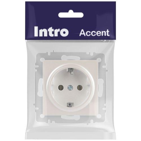 Розетка 1-м СП Accent 6-202-06 16А IP20 250В 2P+E Schuko перламутр. Intro Б0063695 Розетка 1-м СП Accent 6-202-06 16А IP20 250В 2P+E Schuko перламутр. Intro Б0063695