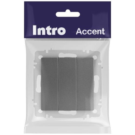 Выключатель 3-кл. СП Accent 6-106-07 10А IP20 250В AL/CU графит Intro Б0063544