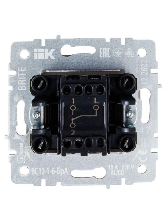 Выключатель проходной 1-кл. СП BRITE ВС10-1-6-БрА 10А механизм алюм. IEK BR-V12-0-10-K47