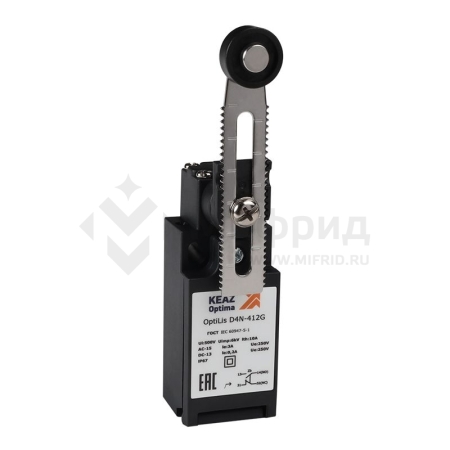 Выключатель концевой OptiLiS D4N-412G рычаг регулир. с роликом пластик. EN 50047 XCKN2145P20 КЭАЗ 365310