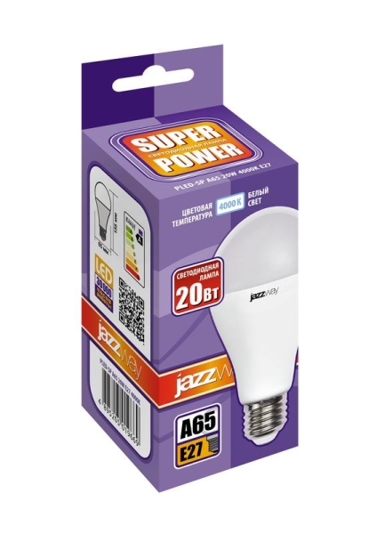 Лампа светодиодная PLED-SP 20Вт A60 4000К нейтр. бел. E27 230В/50Гц JazzWay 5019669A Лампа светодиодная PLED-SP 20Вт A60 4000К нейтр. бел. E27 230В/50Гц JazzWay 5019669A