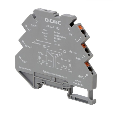 Преобразователь сигнала DSI 6.2мм 1 вход 4-20мА 1 выход 0-10В DKC DSI-S-A1112