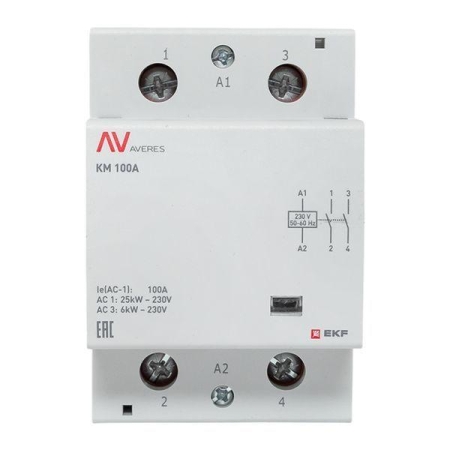 Контактор модульный КМ 100А 2NО 230В AC (3 мод.) AVERES EKF km-av-3-100-20-230V Контактор модульный КМ 100А 2NО 230В AC (3 мод.) AVERES EKF km-av-3-100-20-230V
