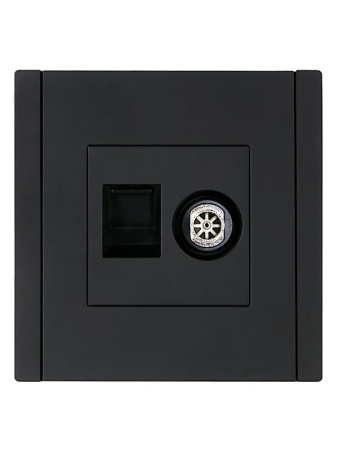 Розетка 2-м TV+RJ45 кат.5E FORTE&PIANO FP136 черн. IEK FP-AK20-1-K02