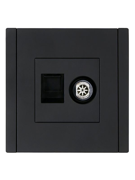 Розетка 2-м TV+RJ45 кат.5E FORTE&PIANO FP136 черн. IEK FP-AK20-1-K02
