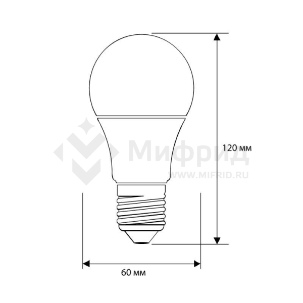 Лампа светодиодная LED13-A60/830/E27 13Вт грушевидная матовая 3000К тепл. бел. E27 1075лм 220В Camelion 12045