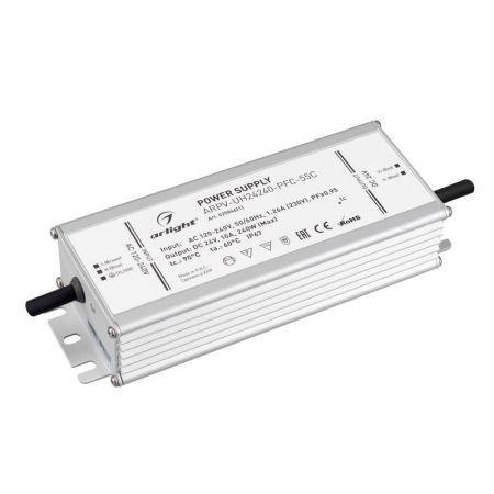 Блок питания ARPV-UH24240-PFC-55C 24В 10.0А 240Вт IP67 металл Arlight 025046(1) Блок питания ARPV-UH24240-PFC-55C 24В 10.0А 240Вт IP67 металл Arlight 025046(1)