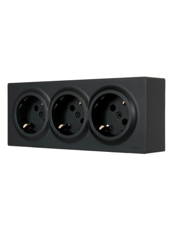 Розетка 3-м ОП LETO с заземл. закрытый корпус ПБТ черн. бархат LEZARD 752-4200-127BUP Розетка 3-м ОП LETO с заземл. закрытый корпус ПБТ черн. бархат LEZARD 752-4200-127BUP