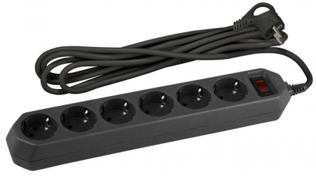 Удлинитель с сетевым фильтром 6х1.5м с заземл. 10А IP20 USF-6es-1.5m-B с выкл. с базов. защитой черн. Эра Б0037261 Удлинитель с сетевым фильтром 6х1.5м с заземл. 10А IP20 USF-6es-1.5m-B с выкл. с базов. защитой черн. Эра Б0037261