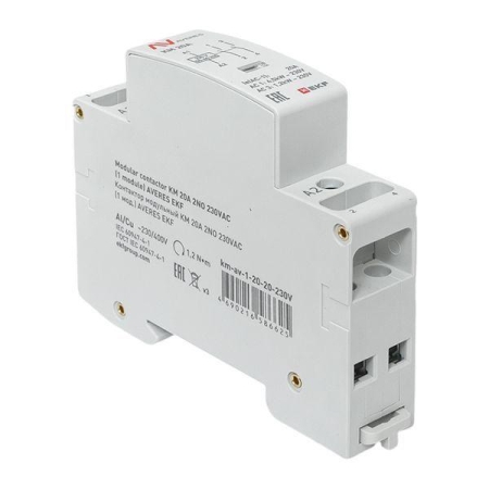 Контактор модульный КМ 20А 2NО 230В AC (1 мод.) AVERES EKF km-av-1-20-20-230V Контактор модульный КМ 20А 2NО 230В AC (1 мод.) AVERES EKF km-av-1-20-20-230V