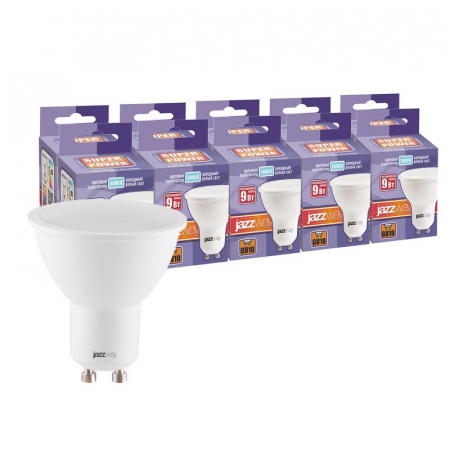 Лампа светодиодная PLED-SP 9Вт PAR16 5000К холод. бел. GU10 230В 50Гц (уп.10шт) JazzWay 2859730 Лампа светодиодная PLED-SP 9Вт PAR16 5000К холод. бел. GU10 230В 50Гц (уп.10шт) JazzWay 2859730