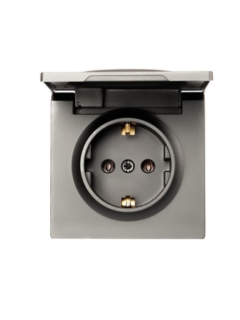 Розетка 1-мест. с заземл. с крышкой LETO ПБТ платина LEZARD 752-3500-123B Розетка 1-мест. с заземл. с крышкой LETO ПБТ платина LEZARD 752-3500-123B