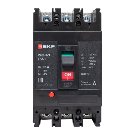 Выключатель автоматический 3п 32А 15кА LS63 ProPact EKF mccb-63-15-3-32-ls Выключатель автоматический 3п 32А 15кА LS63 ProPact EKF mccb-63-15-3-32-ls