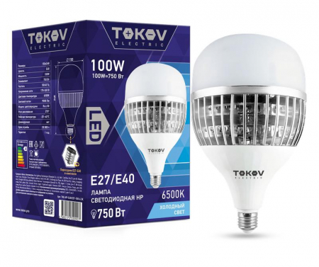 Лампа светодиодная 100Вт HP 6500К E40/E27 176-264В TOKOV ELECTRIC TKE-HP-E40/E27-100-6.5K Лампа светодиодная 100Вт HP 6500К E40/E27 176-264В TOKOV ELECTRIC TKE-HP-E40/E27-100-6.5K