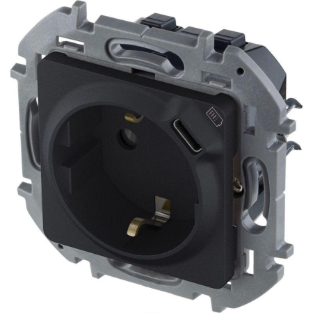 Розетка 1-м СП Inspiria 16А IP20 250В 2P+E немецк. стандарт с заряд. устройством USB тип C 1.5А 5В механизм антрацит IEK 673773 Розетка 1-м СП Inspiria 16А IP20 250В 2P+E немецк. стандарт с заряд. устройством USB тип C 1.5А 5В механизм антрацит IEK 673773