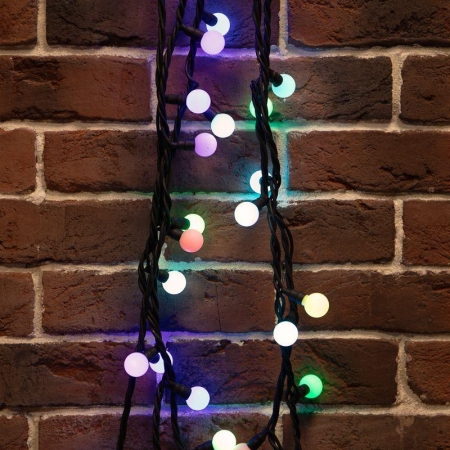 Гирлянда светодиодная "Мультишарики" 10м d17.5мм 80LED RGB 5Вт IP65 провод черн. каучук Neon-Night 303-679 Гирлянда светодиодная "Мультишарики" 10м d17.5мм 80LED RGB 5Вт IP65 провод черн. каучук Neon-Night 303-679