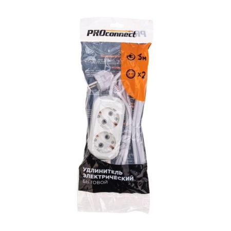 Удлинитель 2х3м с заземл. 3х0.75 бел. PROCONNECT 13-4203 Удлинитель 2х3м с заземл. 3х0.75 бел. PROCONNECT 13-4203