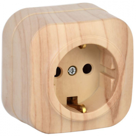 Розетка 1-м ОП GLORY РС20-3-ХС 16А с заземл. сосна IEK ERH11-K34-16 Розетка 1-м ОП GLORY РС20-3-ХС 16А с заземл. сосна IEK ERH11-K34-16