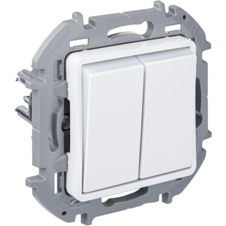 Переключатель модульный 2-кл. Inspiria 250В 10AX с подсветкой бел. IEK 673665