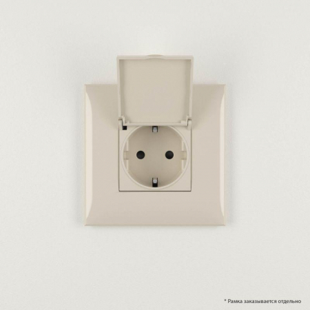 Розетка 1-м СП 2мод. Avanti "Ванильная дымка" 16А IP41 2P+E защ. шторки с крышкой беж. DKC 4405013