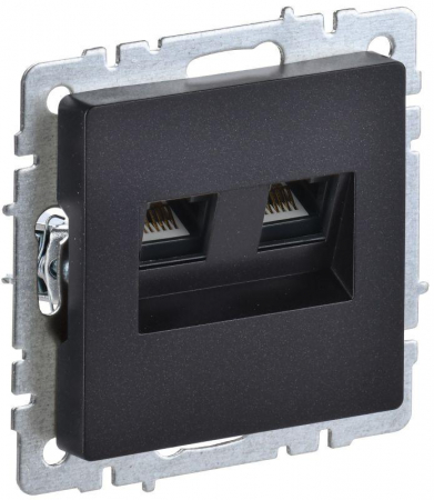 Розетка компьютерная двойн. СП RJ45 кат.5E BRITE РК10-2-БрЧ механизм черн. IEK BR-K20-1-K02 Розетка компьютерная двойн. СП RJ45 кат.5E BRITE РК10-2-БрЧ механизм черн. IEK BR-K20-1-K02