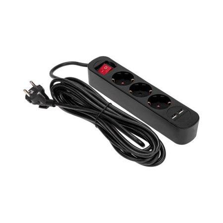 Удлинитель 3х5м с заземл. STANDARD 2хUSB 3х1кв.мм с выкл. черн. Rexant 13-4023 Удлинитель 3х5м с заземл. STANDARD 2хUSB 3х1кв.мм с выкл. черн. Rexant 13-4023