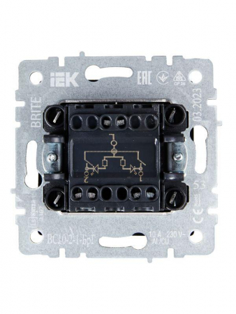 Выключатель 2-кл. СП BRITE ВС10-2-1-БрГ 10А с индик. механизм графит IEK BR-V20-1-10-K53 Выключатель 2-кл. СП BRITE ВС10-2-1-БрГ 10А с индик. механизм графит IEK BR-V20-1-10-K53