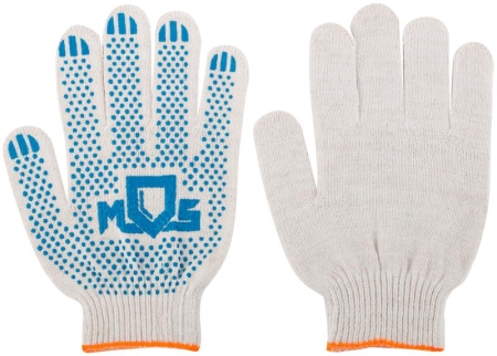 Перчатки вязаные (4 нити) 10 класс вязки х/б с ПВХ 12484