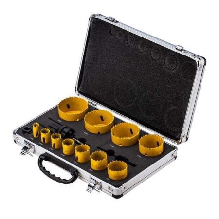 Набор коронок Bimetal (14 20 22 25 30 35 40 51 60 64 67) 16 предметов метал. кейс Kranz KR-92-0203-1 Набор коронок Bimetal (14 20 22 25 30 35 40 51 60 64 67) 16 предметов метал. кейс Kranz KR-92-0203-1