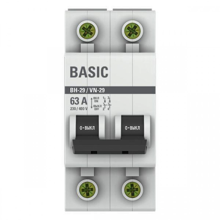 Выключатель нагрузки 2п 63А ВН-29 Basic EKF SL29-2-63-bas Выключатель нагрузки 2п 63А ВН-29 Basic EKF SL29-2-63-bas