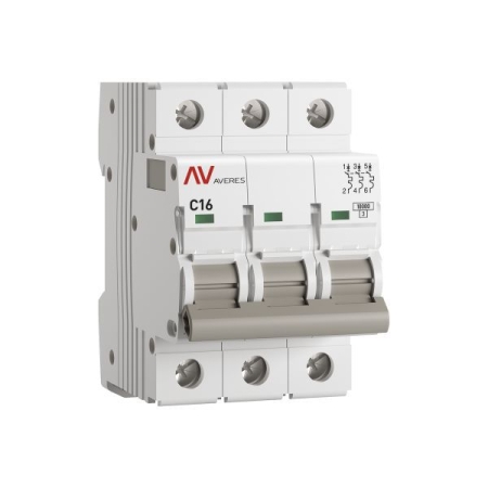 Выключатель автоматический модульный 3п C 16А 10кА AV-10 AVERES EKF mcb10-3-16C-av