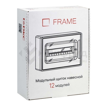 Щиток настенный Фрейм (FRAME) ЩРн-п-12 12мод. с тонированной дверцей с 2 шин PEN на 8+6 отверст. бел. DKC F12W1WD