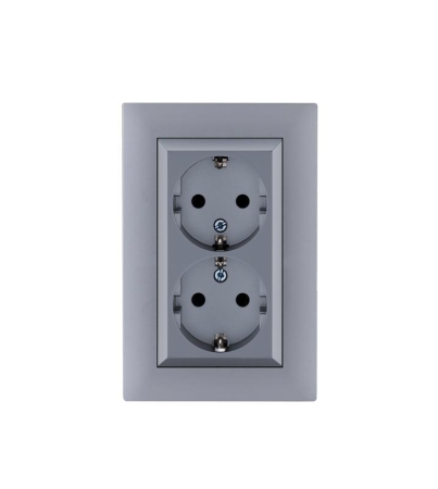 Розетка 2-я Karea RIZZ STAR с заземл. сер. Makel 88065082 Розетка 2-я Karea RIZZ STAR с заземл. сер. Makel 88065082