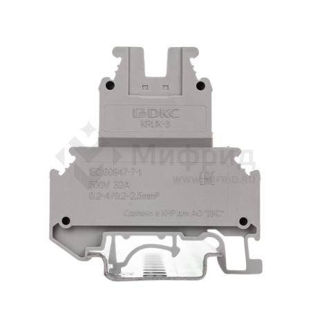 Клемма двухуровневая винтовой зажим 4 точки подключения 2.5кв.мм сер. DKC KRUK-3